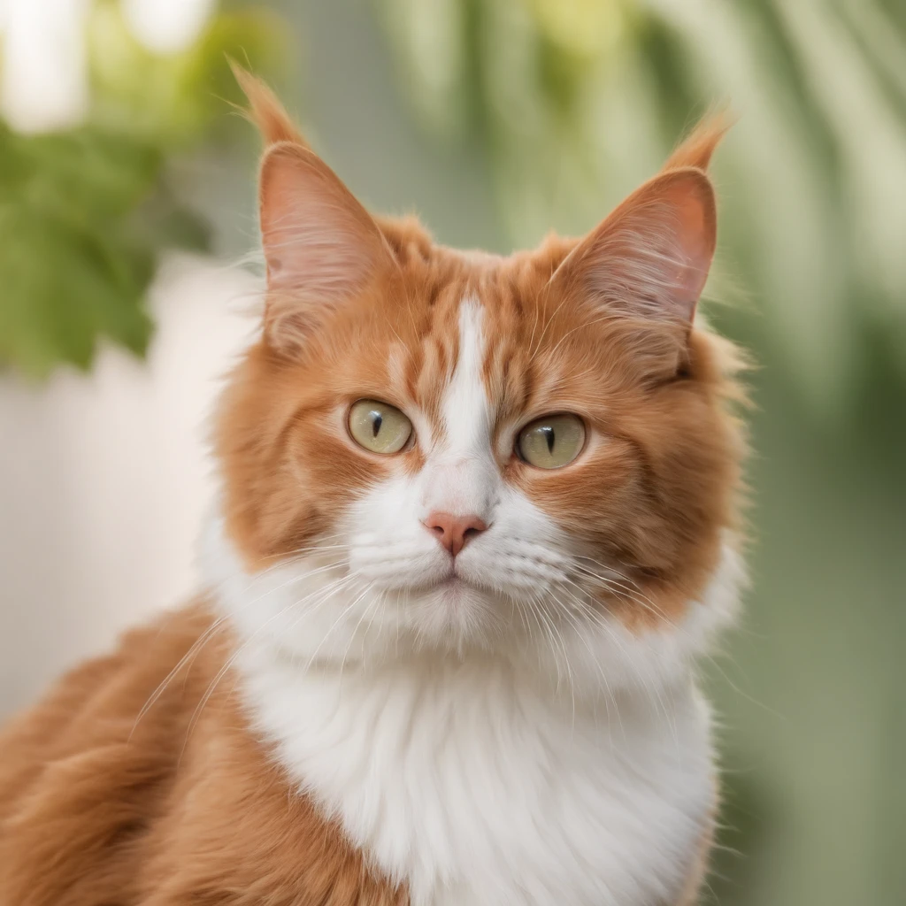 There is a cat that is sitting in front of a green wall looking at the camera, cute cat, Munchkin cat, awesome cat, fluffy cat, Serious looking Munchkin cat, cat photo, red cat, a lot long - haired maine coon cat, photo of a cat, Pretty cat photo, Manx Cat, an orange cat, orange cat, Pretty cat, anthropomorphic large Manx cat, a lot white nose, Manx cat nose 
