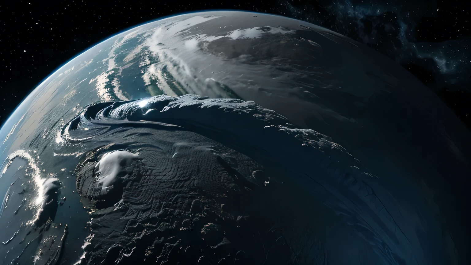 An image of the planet Neptune with its blue storms