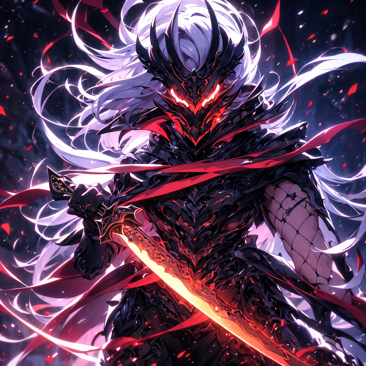 (Unity CG 8k ultra-detailed wallpaper, Master Pieces, best qualityer, depth of fields, HDR, Complex), Cao Cao, The sinister Dark Assassin wears a metal mask,eerie glowing red eyes,violet and dark armor,Behind him, he wears a discreet violet cape,Holding a sharp dagger in his arms,Enter the burning village, (Complex: 1.4) (Master Pieces: 1.4) (illustration: 1.4), Red studio lighting, Post-processing, 8K resolution, deep dark background, Stately, Well composed photos, impressive, ダークファンタジー (Director: Greg Rutkovsky: 1.2), (darken: 1.5)(10 people:1.8)