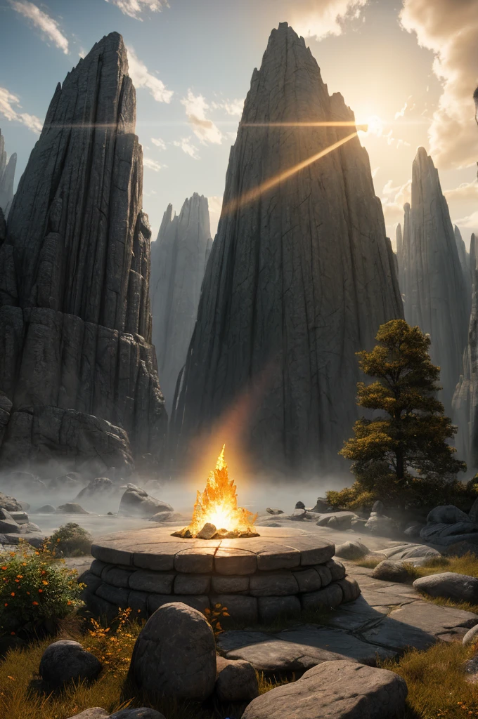 passing stone, ultra detailed fantasy, the ring of fire, realisitic, dnd, RPG, Lotr game design fanart by concept art, behance hd, art station, deviantart, Global Illumination Radiating a Bright Aura Global Illumination Ray Tracing HDR Rendering in Unreal Engine 5