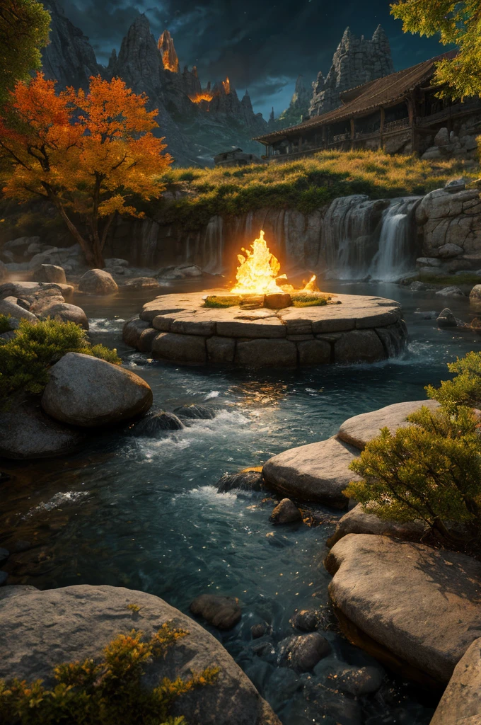 passing stone, ultra detailed fantasy, the ring of fire, realisitic, dnd, RPG, Lotr game design fanart by concept art, behance hd, art station, deviantart, Global Illumination Radiating a Bright Aura Global Illumination Ray Tracing HDR Rendering in Unreal Engine 5
