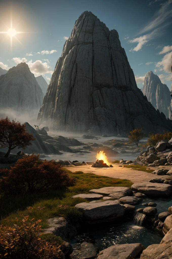 passing stone, ultra detailed fantasy, the ring of fire, realisitic, dnd, RPG, Lotr game design fanart by concept art, behance hd, art station, deviantart, Global Illumination Radiating a Bright Aura Global Illumination Ray Tracing HDR Rendering in Unreal Engine 5