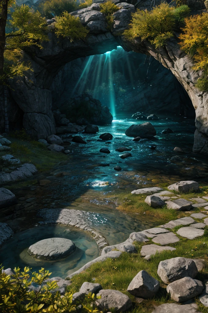 passing stone, ultra detailed fantasy, the ring of fire, realisitic, dnd, RPG, Lotr game design fanart by concept art, behance hd, art station, deviantart, Global Illumination Radiating a Bright Aura Global Illumination Ray Tracing HDR Rendering in Unreal Engine 5