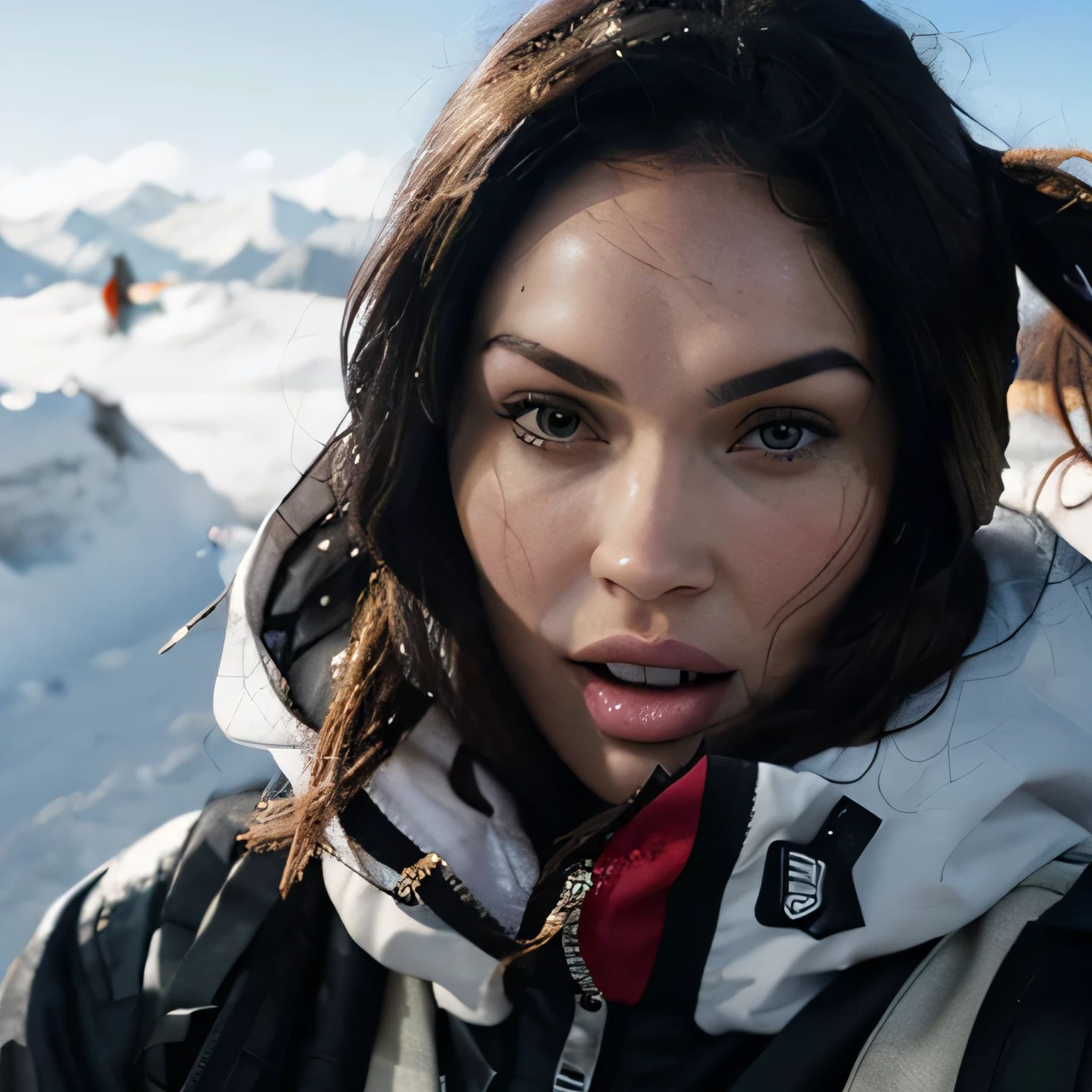 megan fox as sexy snowboard beautiful detailed face,