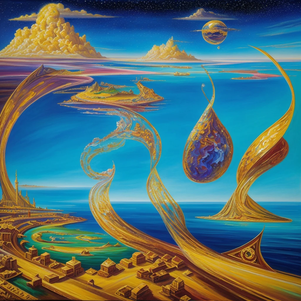 lucid dreams, out-of-body travel, astral plane, limbo, illusion of reality, sprites, luminous oil paints, painting in the style of Salvador Dali, surrealism, sharpness, high image quality, magic, photorealism, ultra-wide angle, depth of field, high detail, dynamic pose