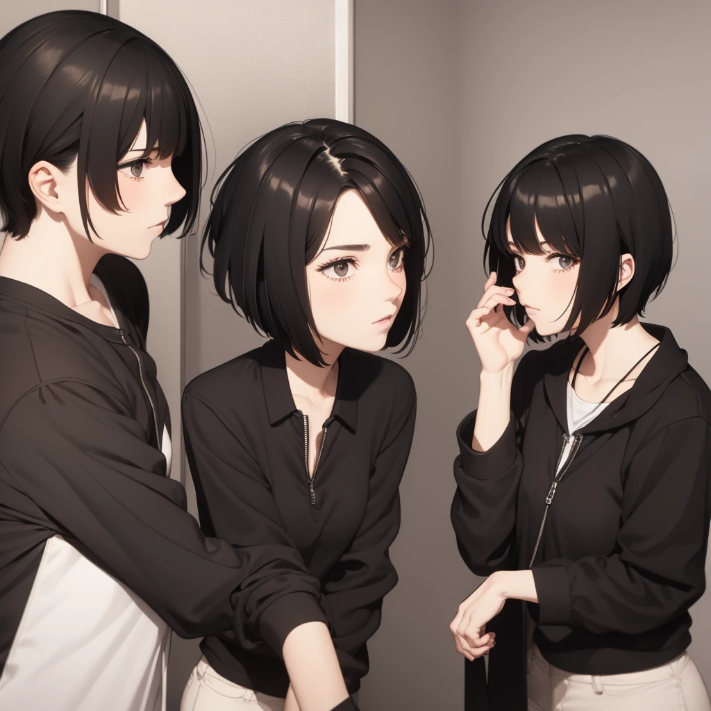 Cool girl with short black hair