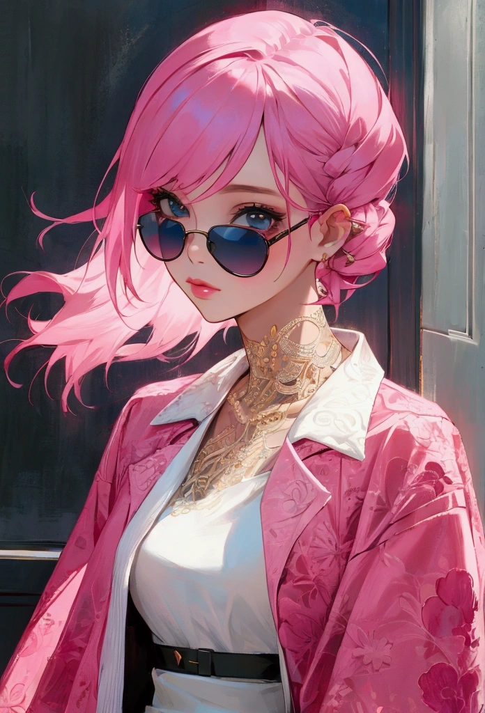  adult, Female, Pink Hair, Sunglasses