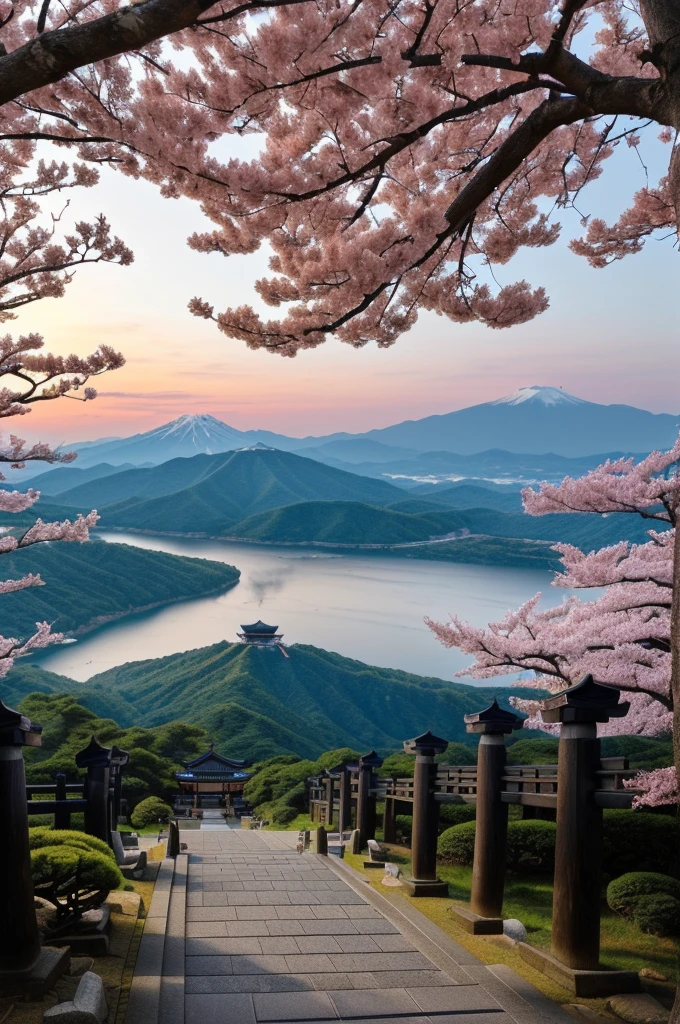 Arafad view of the Toritoli gate and the path leading to the mountain, Mount Japan中的鸟居, Japanese Landscape, Torii gate with trees on the mountain, Japanese Nature, lush Japanese Landscape, Mount Japan, Japanese temples, In-depth travel exploration in Japan, Japan travel美學, Japan travel與探險, Japanese Shrines, Japan travel ,  ((low angle shot 1.7)) ((Camera lens close to the ground to shoot 1.8))