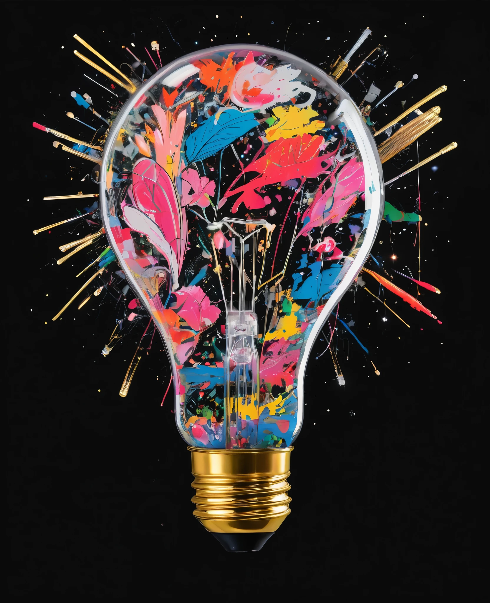 Graffiti, scribble, Comics by Petra Cortright, best quality, masterpiece, glittery light bulb artwork, Representative work, official art, Professional, Ultra intricate detailed, 8k, light bulb art, black background
