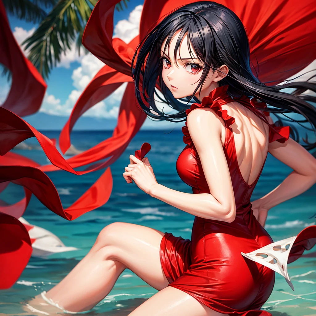 Nico robin one piece red elegant dress