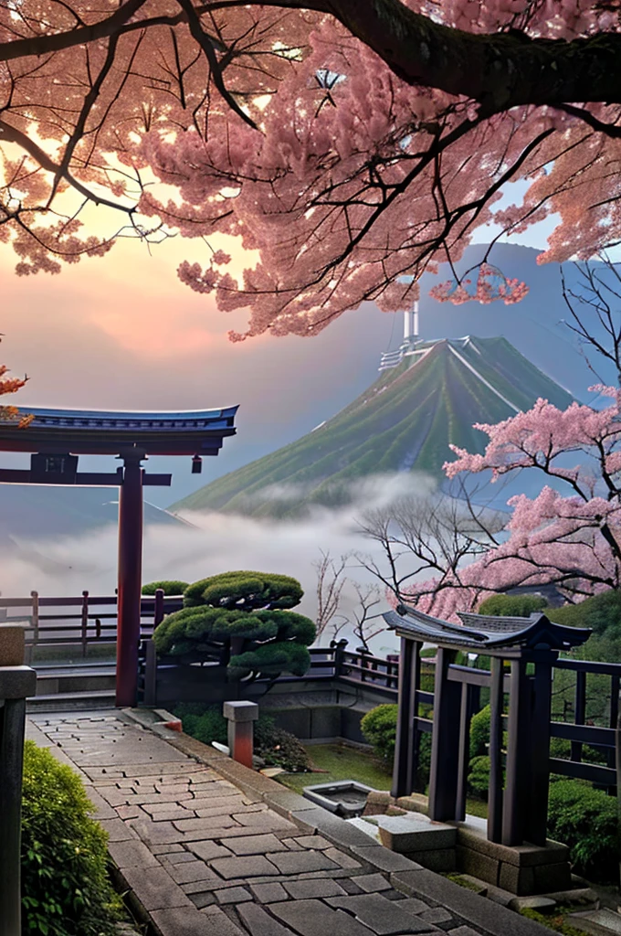 Arafad view of the Toritoli gate and the path leading to the mountain, Mount Japan中的鸟居, Japanese Landscape, Torii gate with trees on the mountain, Japanese Nature, lush Japanese Landscape, Mount Japan, Japanese temples, In-depth travel exploration in Japan, Japan travel美學, Japan travel與探險, Japanese Shrines, Japan travel , ((low angle shot 1.7)) ((Camera lens close to the ground to shoot 1.8))