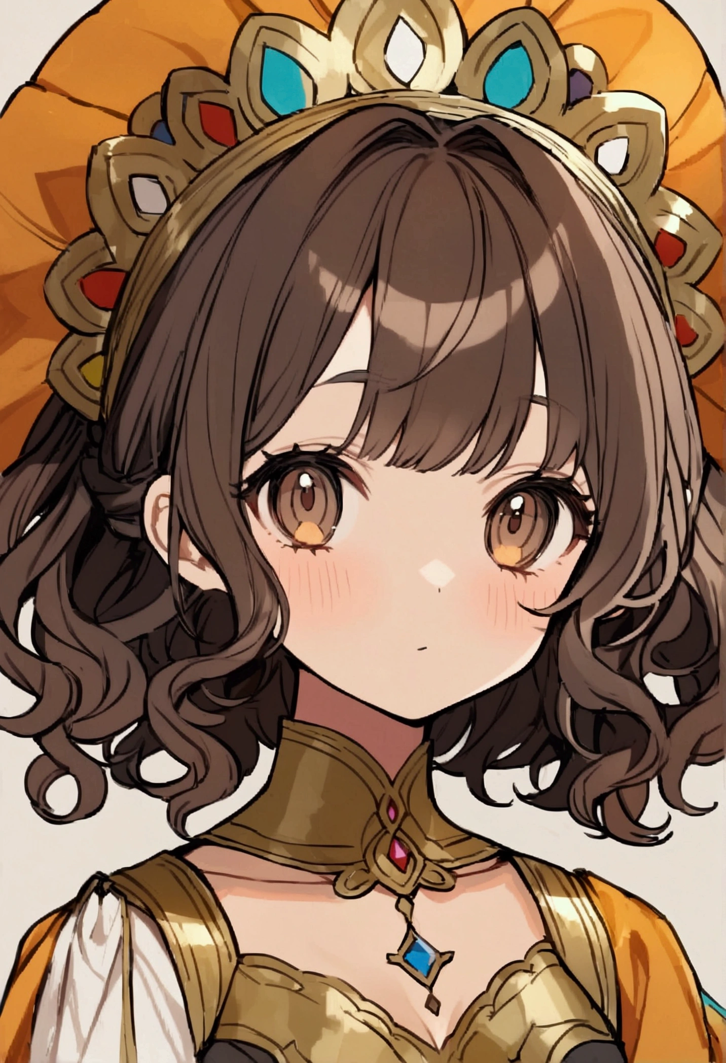 Woman with brown skin short dark curly hair ,a little fat with the background a hair bow atelier