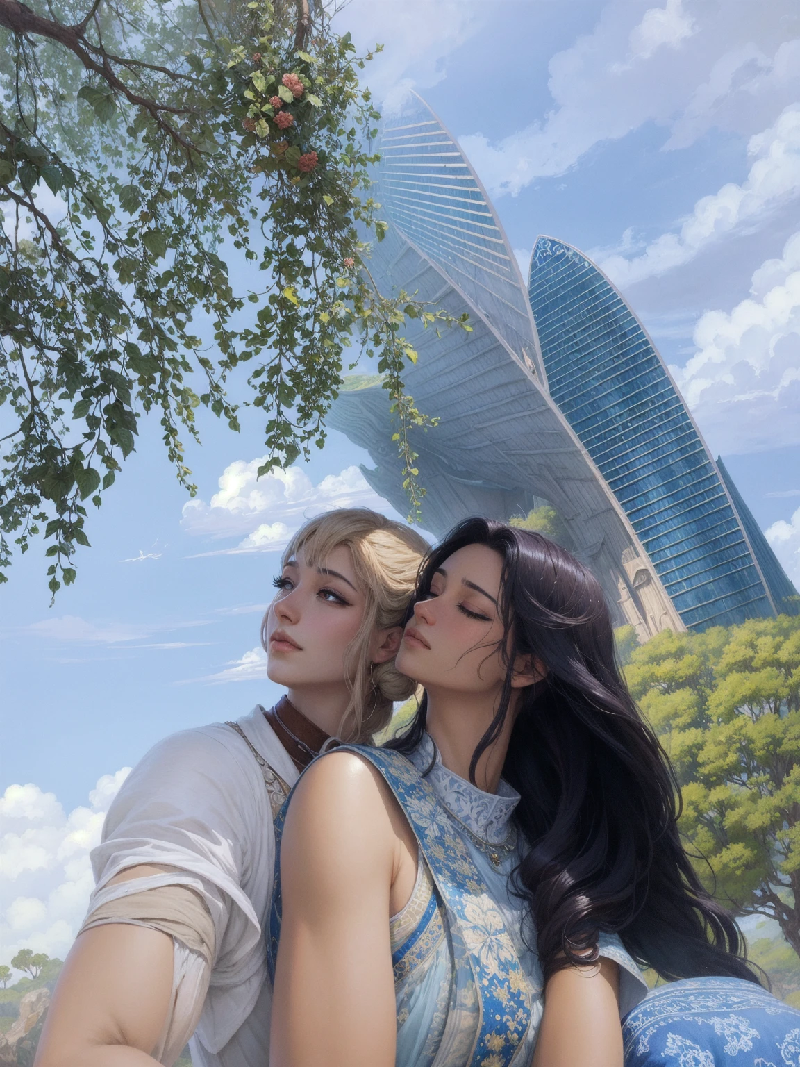 ((Best quality)), ((masterpiece)), (detailed),(fantasy illustration:1.3), mystical sky, soft colors, (detailed cloudscape:1.3), (a high resolution:1.2), (rating_obvious), Disney Style