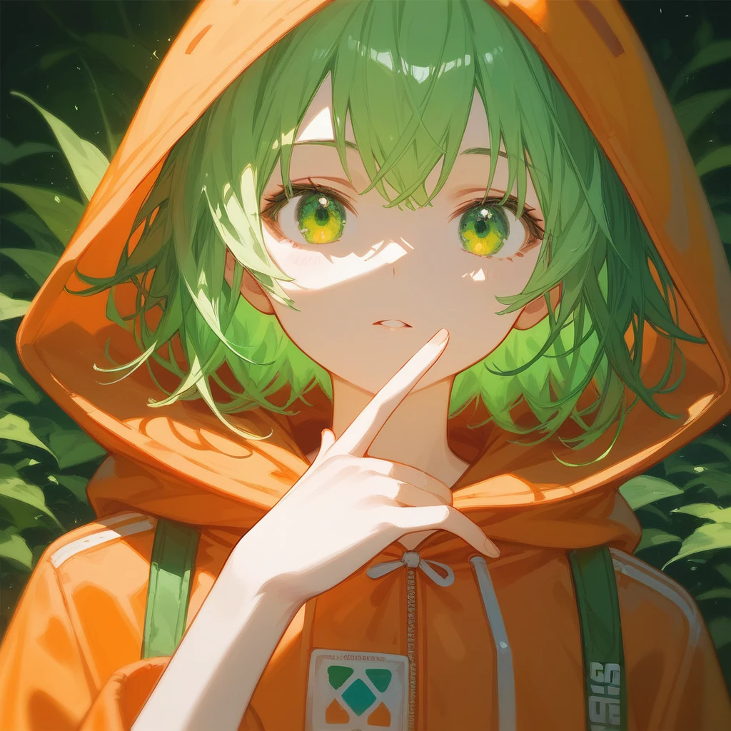 core_9, score_8_up, score_7_up, score_6_up, score_5_up, score_4_up, souce anime,,anime style,best quality,detailed (heir|eye),select and generate best screen effect),((1girl,long-deepgreen-hair,green-eyes,orange-hooded-jacket)),
girl puts her finger in the boy's anus