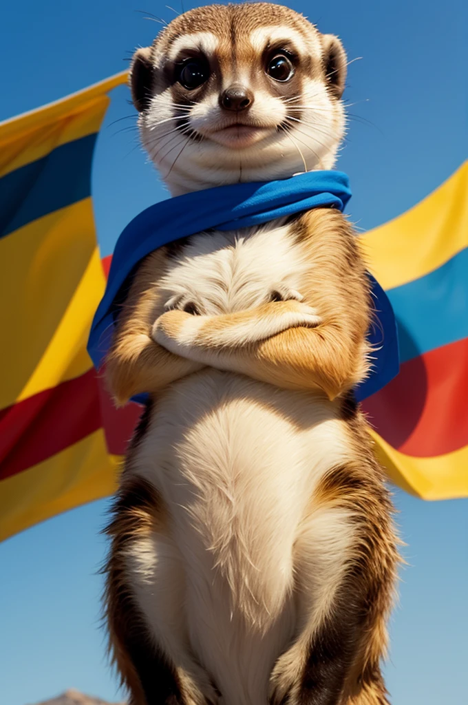 Meerkat image hugging the flag of Passo Fundo RS