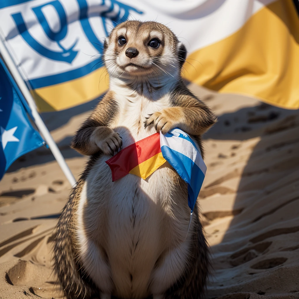 Meerkat with the flag of Passo Fundo
