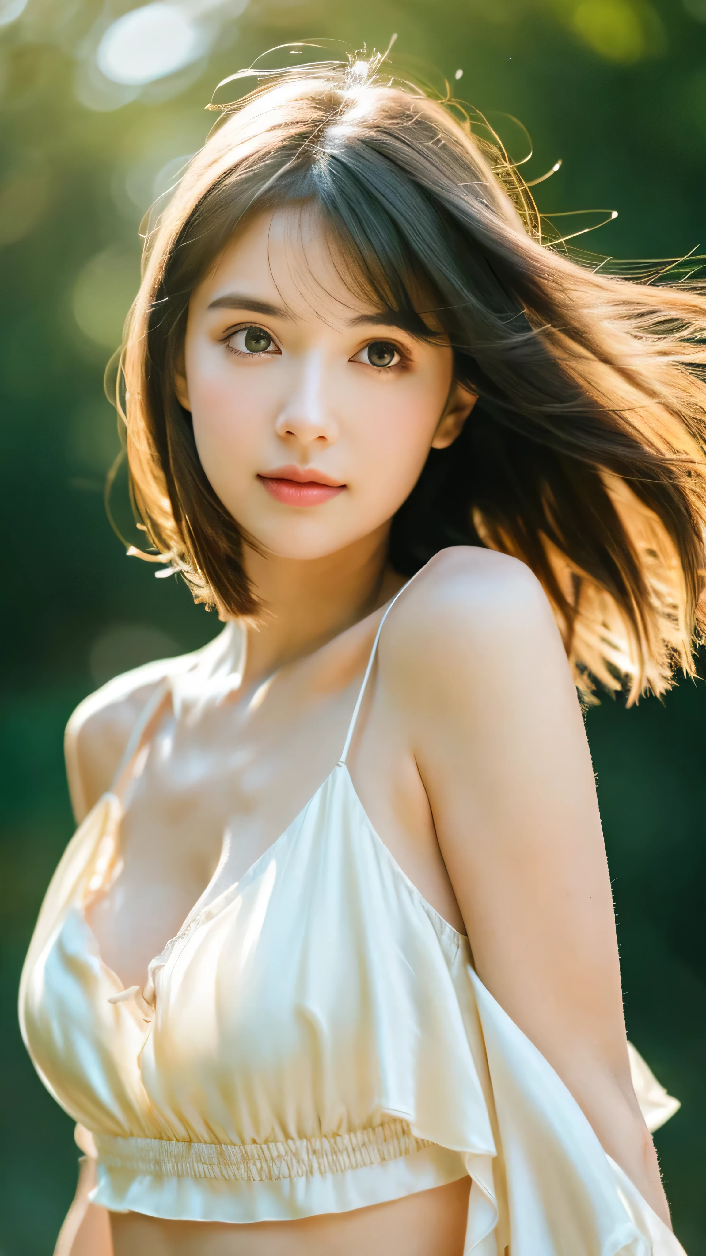 (Random Nationality):1.5, masterpiece, Highest quality, 8k, 20th Generation, (Large Breasts:1.2), cute, alone, sad, close, cute, Girlish, Delicate girl, Pure beauty,  RAW Photos, Professional photography, Portraiture, Soft Light, Professional Lighting, Backlight, Upper Body, avert your eyes, Sophisticated, Film Grain, (Eyes and facial details:1.0), Beautiful straight hair, Hair swaying in the wind, Silk blouse, Random hairstyle