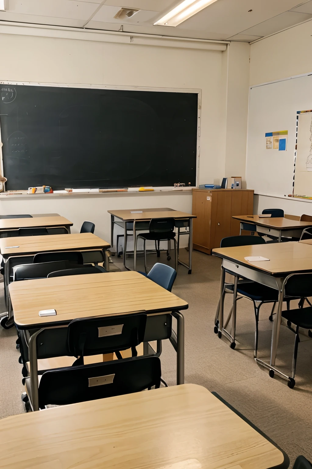Classroom with teacher, student, books, door, desks, pencils, chairs everything that a classroom contains to paint and easy 