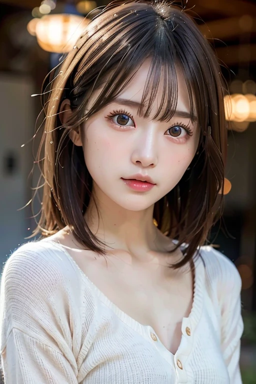 highest quality, face focus, soft light, ultra high resolution, (realistic:1.4), Raw photo, 1 Japanese girl, alone, cute, (pupil, There's a light in my eyes), detailed beautiful face, (small box),(High resolution details of human skin texture), (long hair), indoor, damask shirt dress, (portrait)