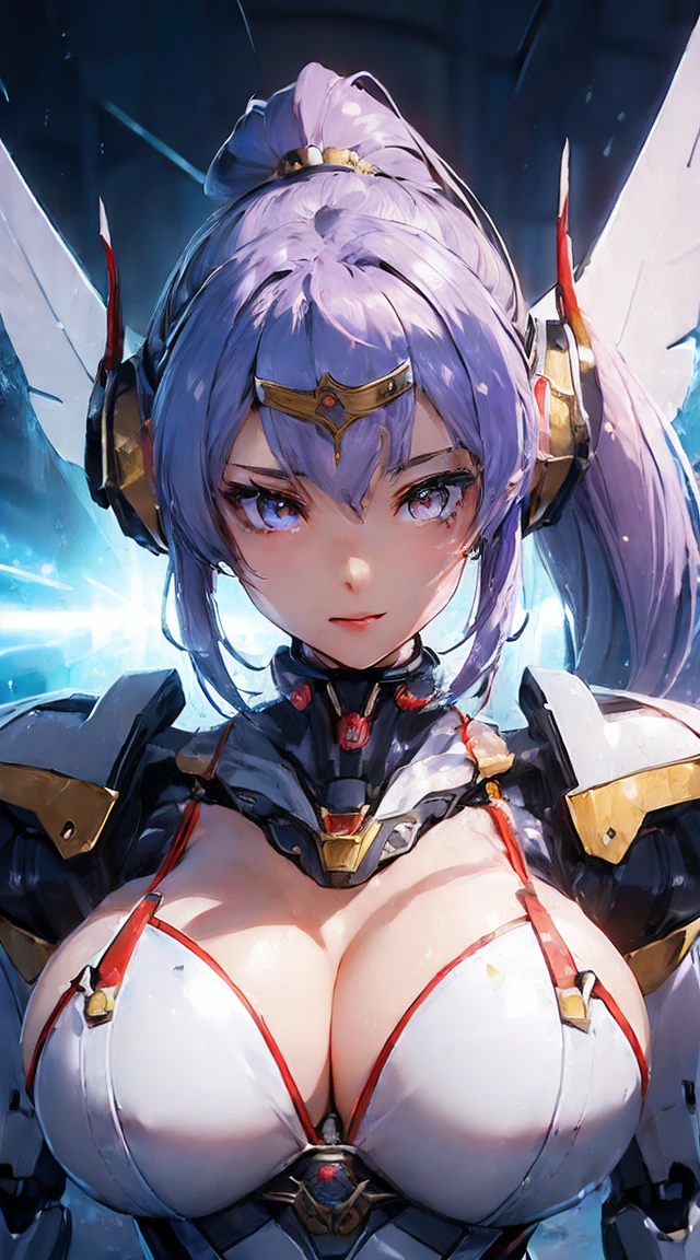 ((Extreme close up:1.6))、(((Mai Shiranui:1.3)))、(((Shining lenses on both breasts:1.3)))、((Blue pillars of light are emanating from both chests...:1.3))、(((Dynamic pose:1.8)))、smile、((8k)), ((32K)), ((最high quality)), ((masterpiece)), ((超High resolution)), ((Tmasterpiece)), ((Halation:1.4))、((Mechaニカルheadgear:1.2))、((Cyber Headphones:1.3))Fine skin, high qualityの生地, high qualityな金属の質感、((Beautiful and dense face))、RAW Photos、Professional, Ultra-fine painting, ((alone)), beautiful胸、最high quality, Very detailed, Very detailed詳細, Finer details, とてもbeautiful, ((Princess Knight Robot:1.2)),  (Joints of machines, Mechanical Limbs:1.3), (The internal structure of the machine is exposed:1.3), (High ponytail:1.1), (Beautiful and huge mechanical breasts)、White Veil, cowboy_shot, Side Focus, headgear, Shiny、(Five Fingers, Four fingers and thumb),Concept Art, Anime fantasy artwork, Detailed fantasy art, (with pale blue-violet hair and large white wings,,), (((High ponytail))), (Mecha:1.6)、Sleek and intimidating design, ((Commander-in-Chief&#39;arm)), (Perfect robot body)、純白と青紫のarmまたは, Symmetrical wings, 8kHigh resolution, Detailed Art, 8kでのキャラクターアートの3Dレンダリング, neat legs, Defined, Defined fingers,((headshot:1.3))、((masterpiece)), ((最high quality)), ((Very detailedなイラスト)), ((Very detailedな背景)), ((Realistic lighting))、Rough skin, Very detailedな, Advanced Details, high quality, 最high quality, High resolution, 1080P, hard disk, beautiful,(War Machine),beautifulサイボーグの女性,Mechaサイボーグ、(((Owns a large mechanical kunai:1.6)))、((attack posture:1.6))、((((Cyber Bed Phone:1.8))))、((機械式headgear:1.6))、(((Android wearing heavy mirror-like mechanical armor:1.2)))、(((High ponytail:1.3)))、((Mai Shiranui:1.2))、(Attack behavior:1.6)、(((Combat Stance:1.6)))、((Throw a punch)) 、1 person、Age 25, Japanese Mature, beautiful指, beautiful長い脚, beautiful体, beautiful鼻, beautifulキャラクターデザイン, Perfect Eyes, Perfect Face, jewelry, hair ornaments, king of fighters,
(Tabletop, 最high qualityの, 最high quality, beautiful and aesthetic: 1.2), Very detailed, More detailed,Proper body balance,Tabletop,超high qualityの出力画像,High resolution,Intricate details,とても繊細でbeautiful髪,Realistic photos,dream-like,Professionalフェッショナル照明,Realistic Shadows,Focus Only,
(Big Breasts:1.2,) ,