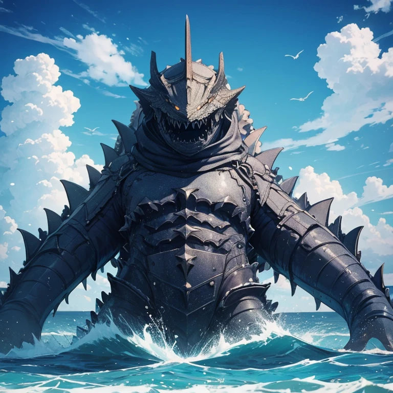 Make a leviathan monster in the sea, leviathan is male