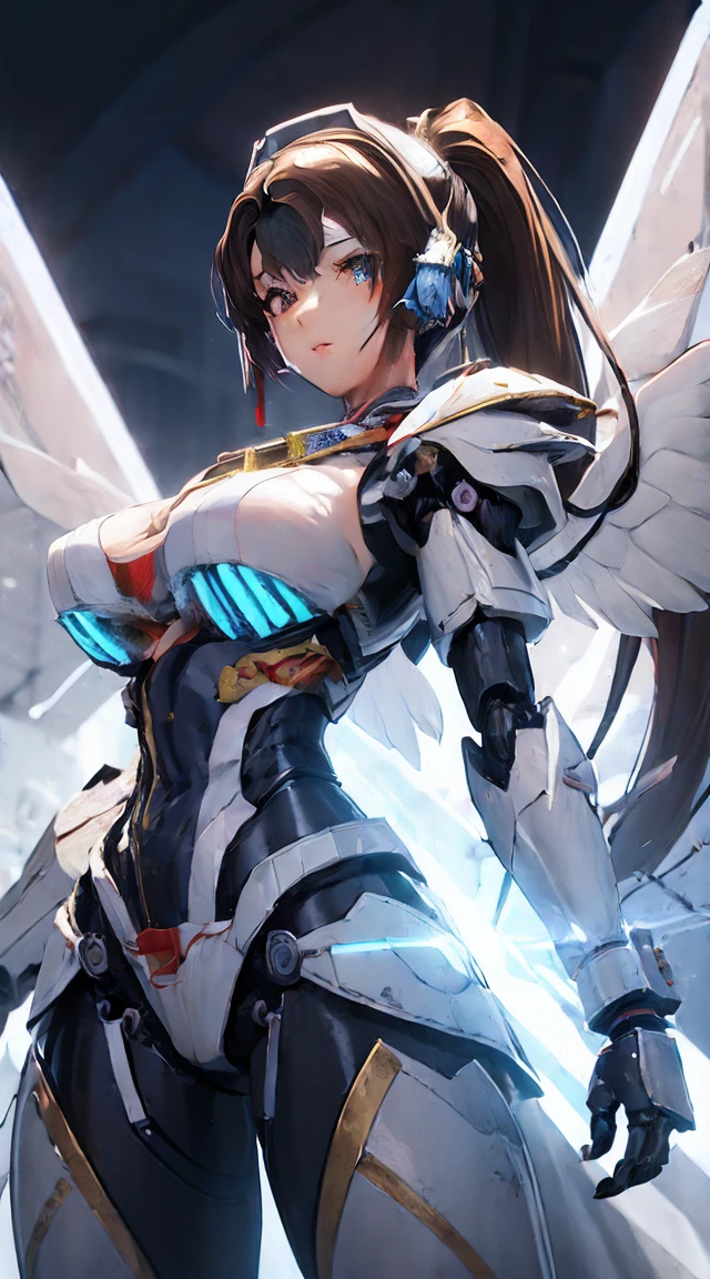 ((ヘッドshot:1.6))、(((Shining lenses on both breasts:1.3)))、((Blue pillars of light are emanating from both chests.:1.3))、(((Dynamic pose:1.8)))、((8k)), ((32K)), ((最high quality)), ((masterpiece)), ((超High resolution)), ((Tmasterpiece)), ((Halation:1.4))、((Mechaニカルheadgear:1.2))、((Cyber Headphones:1.3))Fine skin, high qualityの生地, high qualityな金属の質感、((Beautiful and dense face))、RAW Photos、Professional, Ultra-fine painting, ((alone)), beautiful胸、最high quality, Very detailed, Very detailed詳細, Finer details, とてもbeautiful, ((Princess Knight Robot:1.2)), (Joints of machines, Mechanical Limbs:1.3), (The internal structure of the machine is exposed:1.3), (High ponytail:1.1), (Beautiful and huge mechanical breasts)、White Veil, cowboy_shot, Side Focus, headgear, Shiny、(Five Fingers, Four fingers and thumb),Concept Art, Anime fantasy artwork, Detailed fantasy art, (Has brown hair and large white wings,), (((High ponytail))), (Mecha:1.6)、Sleek and intimidating design, ((Commander-in-Chief'arm)), (Perfect robot body)、純白と青紫のarmまたは, Symmetrical wings, 8kHigh resolution, Detailed Art, 8kでのキャラクターアートの3Dレンダリング, neat legs, Defined, Defined fingers,((headshot:1.3))、((masterpiece)), ((最high quality)), ((Very detailedなイラスト)), ((Very detailedな背景)), ((Realistic lighting))、Rough skin, Very detailedな, Advanced Details, high quality, 最high quality, High resolution, 1080P, hard disk, beautiful,(War Machine),beautifulサイボーグの女性,Mechaサイボーグ、(((Owns a large mechanical kunai:1.6)))、((attack posture:1.6))、((((Cyber Bed Phone:1.8))))、((機械式headgear:1.6))、(((Android wearing heavy mirror-like mechanical armor:1.2)))、(((High ponytail:1.3)))、(((Mai Shiranui:1.8)))、(Attack behavior:1.6)、(((Combat Stance:1.6)))、((Throw a punch)) 、1 person、Age 25, Japanese Mature, beautiful指, beautiful長い脚, beautiful体, beautiful鼻, beautifulキャラクターデザイン, Perfect Eyes, Perfect Face, jewelry, hair ornaments, king of fighters,
(Tabletop, 最high qualityの, 最high quality, beautiful and aesthetic: 1.2), Very detailed, More detailed,Proper body balance,Tabletop,超high qualityの出力画像,High resolution,Intricate details,とても繊細でbeautiful髪,Realistic photos,dream-like,Professionalフェッショナル照明,Realistic Shadows,Focus Only,
(Big Breasts:1.2,) ,