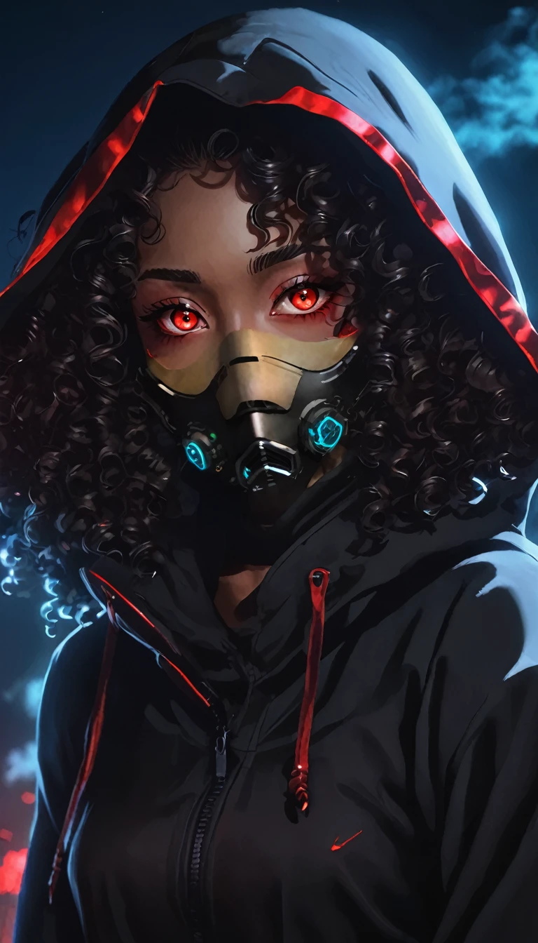 Black cyberpunk mask with red details 