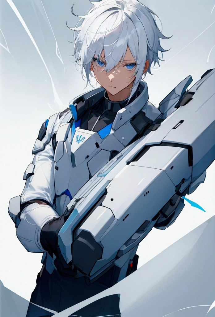 Male, Young adult, White Hair, Blue Eyes, Lab background