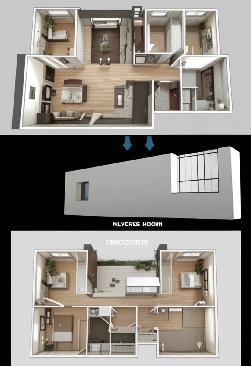 Create me a plan of a house for business with the following:
3 meters high and rectangular plant 10 meters wide by 10 meters deep. The internal distribution consists of:
- 3 rooms, each with a door and a window.
- A central hallway of 1.80 meters wide that connects the rooms and extends from the main entrance to the back of the house..
Do not consider kitchen because I do not need it In 3D model or as a plan design.
