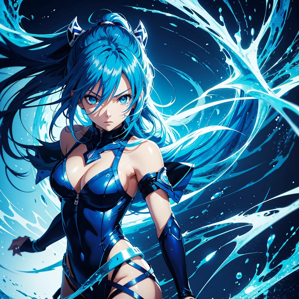 Anime character wallpaper with blue theme, ultra hd resolution