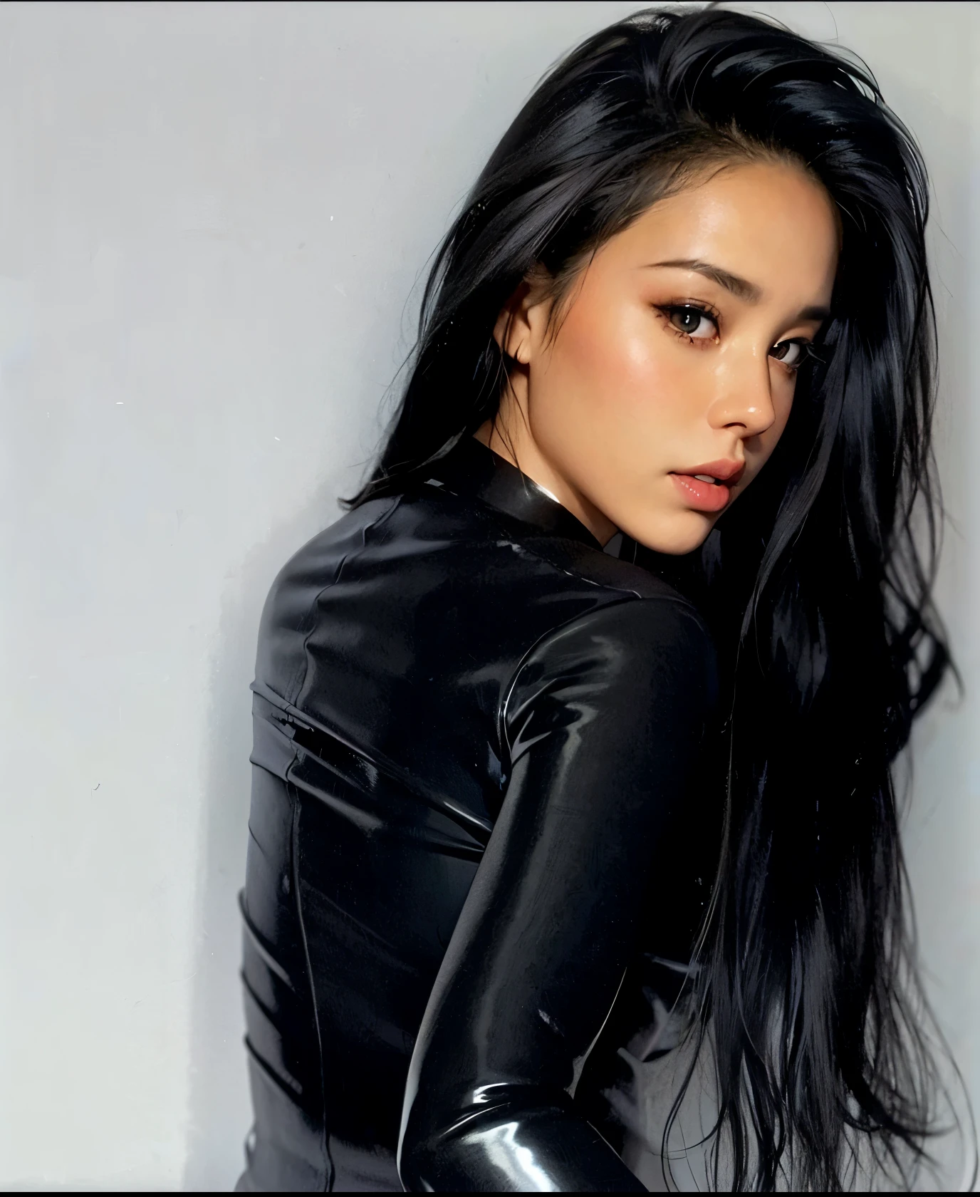 Mermaid eyes, sensuous, latina, Bblack hair, Asian