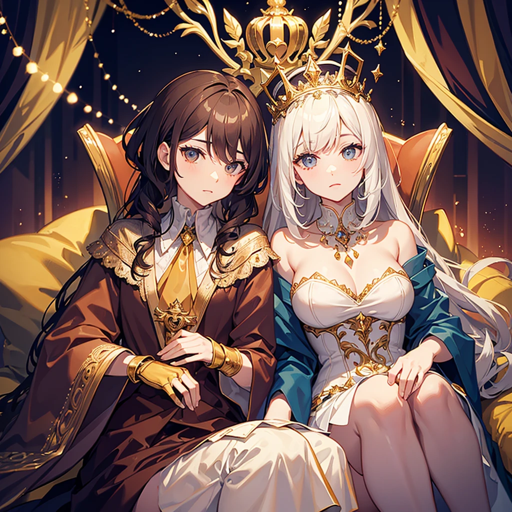 Make me a human king and queen hybrid of some fancy animal species, I want something elegant that represents the monarchy