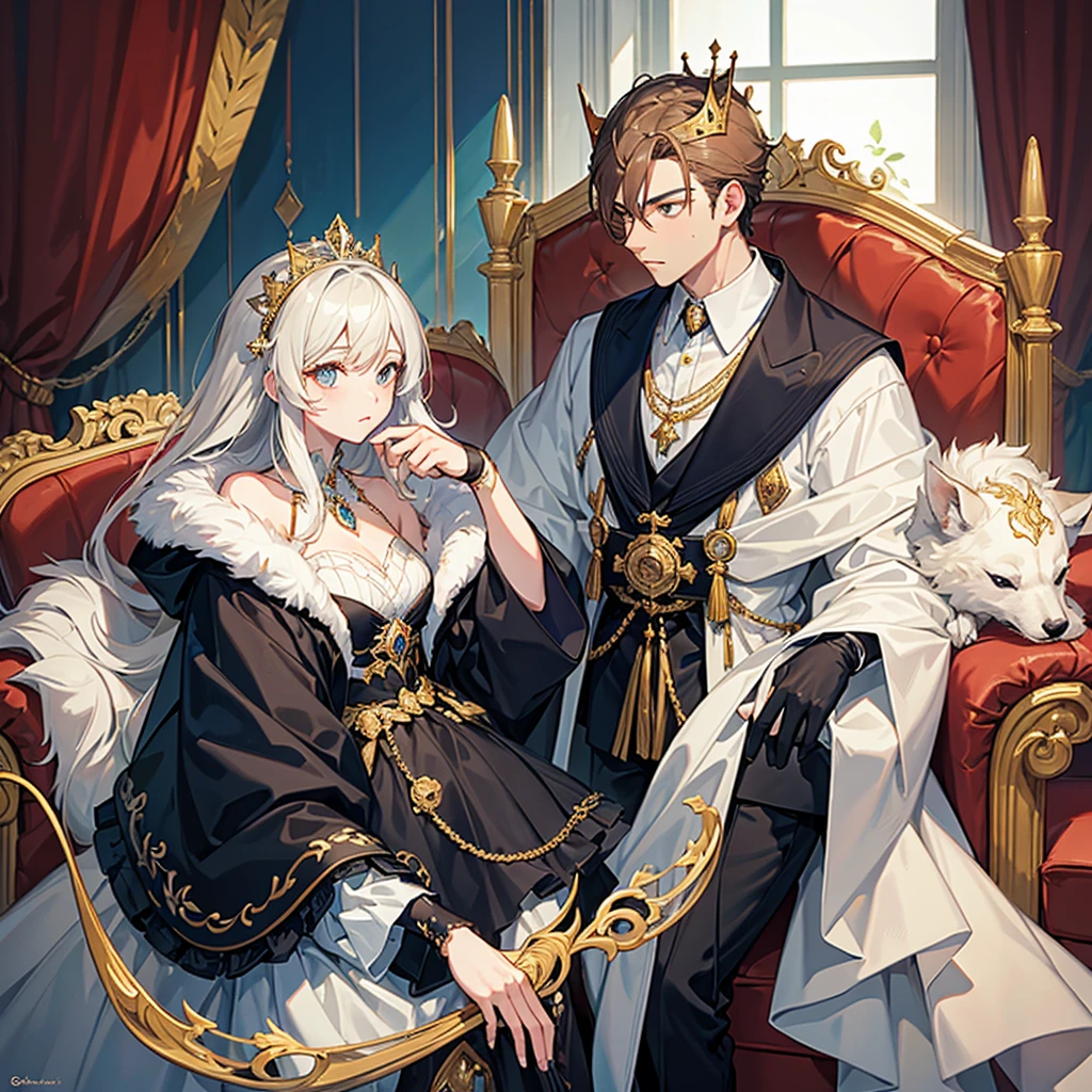 Make me a human king and queen hybrid of some fancy animal species, I want something elegant that represents the monarchy