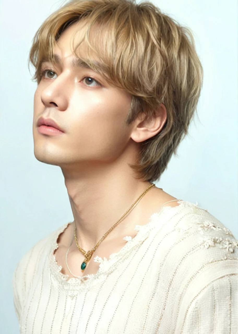 elegant man, detailed portrait, highly detailed face, photorealistic, 8k, ultra detailed, best quality, detailed eyes, detailed lips, flawless skin, beautiful long hair, serene expression, warm lighting, soft focus, intricate details, realistic skin texture, delicate features, natural skin tones, fine detail, cinematic lighting, realistic makeup, high resolution, ethereal, elegant, stunning, alluring