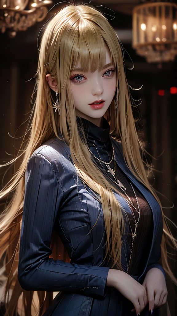 Explore the beauty of a digital masterpiece featuring a captivating young woman with long, flowing blonde hair and mesmerizing blue eyes, brought to life with stunning realism and intricate detail.