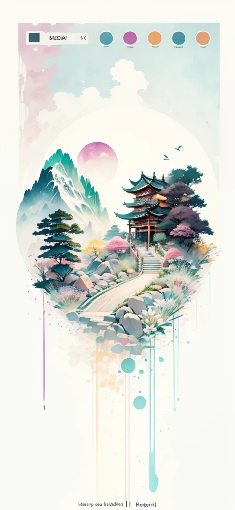 (Art by Numbers,Inks and washes:1.2),Nobody, Mountain々, wood, Rivers,Flowers,Lotus flower,Purple Flower,沢Mountainの花(Oriental elements, Chinese colors, Senior Color Matching), (3D sculpture,Rendering with Octane,Volumetric Light,Natural soft light,), (Very delicate:1.2, Losing focus:1.2, Very colorful, Cinema Lighting, Chiaroscuro,Ray Tracing), masterpiece, Super rich,Very detailed,8k, Zurrison_style_wonderful_wall