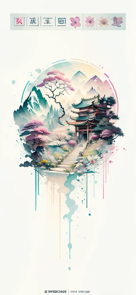 (Art by Numbers,Inks and washes:1.2)，Nobody, Mountain々, wood, Rivers，Flowers，Lotus flower，Purple Flower,沢Mountainの花(Oriental elements, Chinese colors, Senior Color Matching),  (3D sculpture，Rendering with Octane，Volumetric Light，Natural soft light，), (Very delicate:1.2, Losing focus:1.2, Very colorful, Cinema Lighting, Chiaroscuro,Ray Tracing), masterpiece, Super rich,Very detailed,8k, Zurrison_style_wonderful_wall