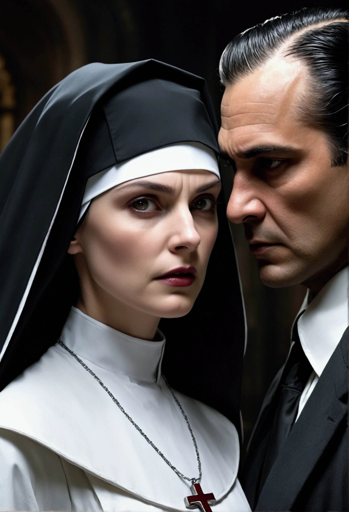 Capa de filme de romance Dark (The nun and the mobster) romance Dark, forbiden love "The nun and the Mafioso"