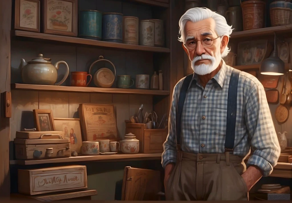 Jeddo Ismail, the good and old man, was standing behind his elegant desk, shining warm and safe🌟. The office was full of his magic tools: Threads, colors, needles and wood, everything is in its right place ready to fulfill any wish requested✨. With his bright eyes and affectionate smile, Ismail welcomed all those who entered the store, asked them about their wishes and started fulfilling them in the best way imaginable🌠.