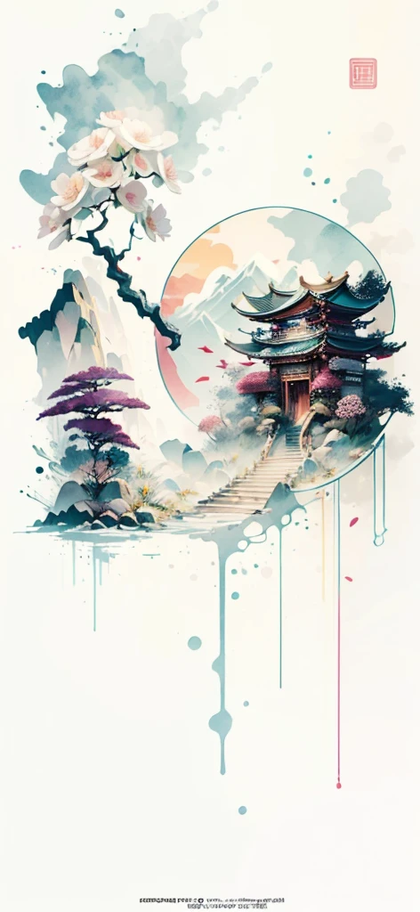 (Art by Numbers,Inks and washes:1.2)，Nobody, Mountain々, wood, Rivers，Flowers，Lotus flower，Purple Flower,沢Mountainの花(Oriental elements, Chinese colors, Senior Color Matching),  (3D sculpture，Rendering with Octane，Volumetric Light，Natural soft light，), (Very delicate:1.2, Losing focus:1.2, Very colorful, Cinema Lighting, Chiaroscuro,Ray Tracing), masterpiece, Super rich,Very detailed,8k, Zurrison_style_wonderful_wall