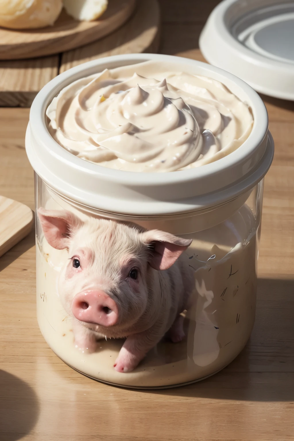 Pig mayonnaise container. It must have the name "lechonesa" In the label.