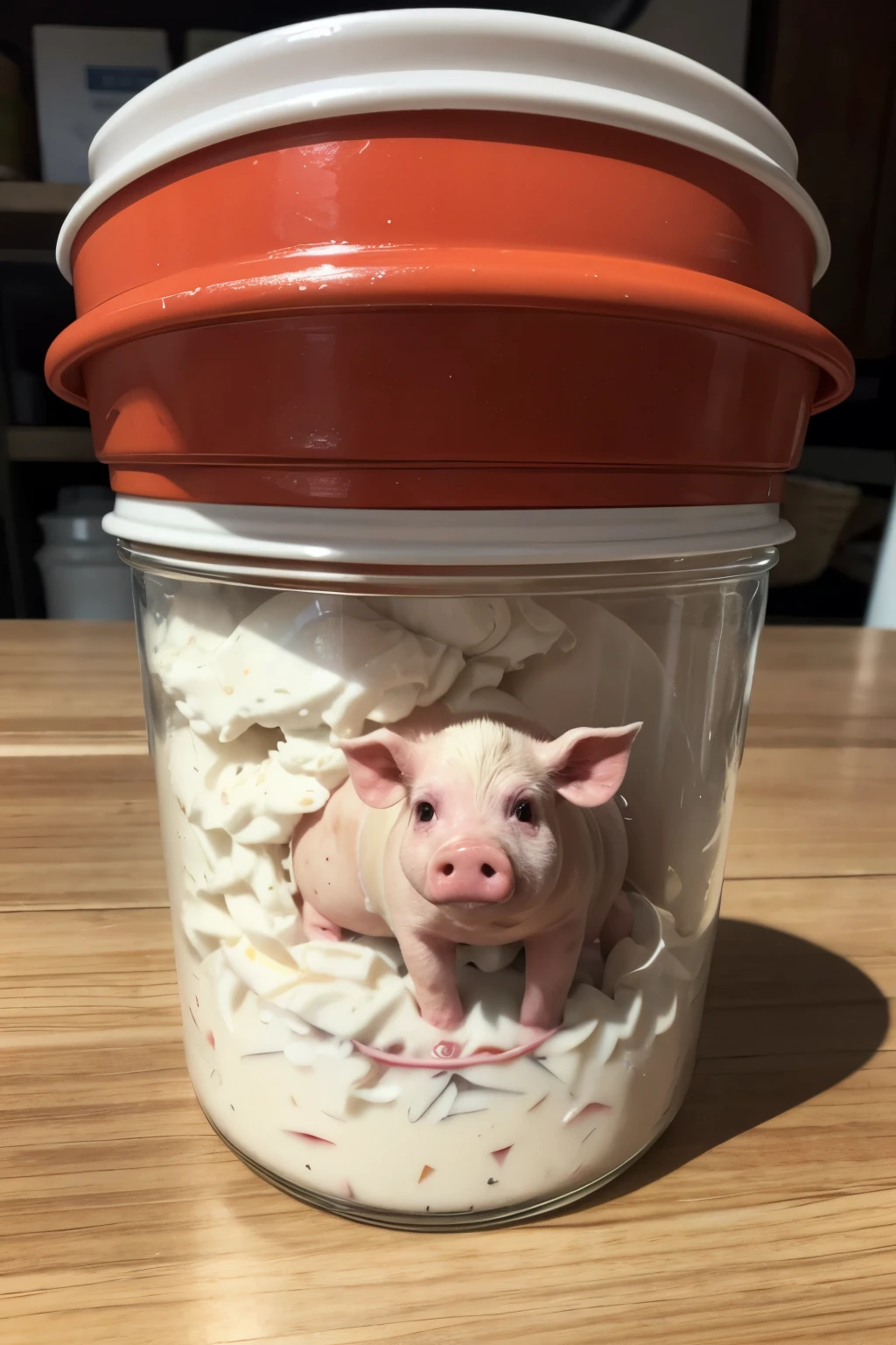 Pig mayonnaise container. It must have the name "lechonesa" In the label.