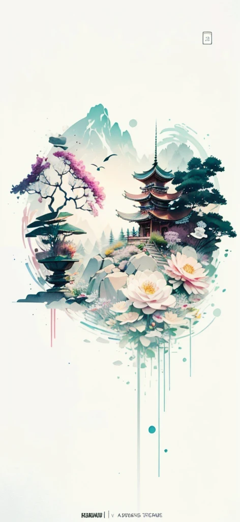 (Art by Numbers,Inks and washes:1.2),Nobody, Mountain々, wood, Rivers,Flowers,Lotus flower,Purple Flower,沢Mountainの花(Oriental elements, Chinese colors, Senior Color Matching), (3D sculpture,Rendering with Octane,Volumetric Light,Natural soft light,), (Very delicate:1.2, Losing focus:1.2, Very colorful, Cinema Lighting, Chiaroscuro,Ray Tracing), masterpiece, Super rich,Very detailed,8k, Zurrison_style_wonderful_wall