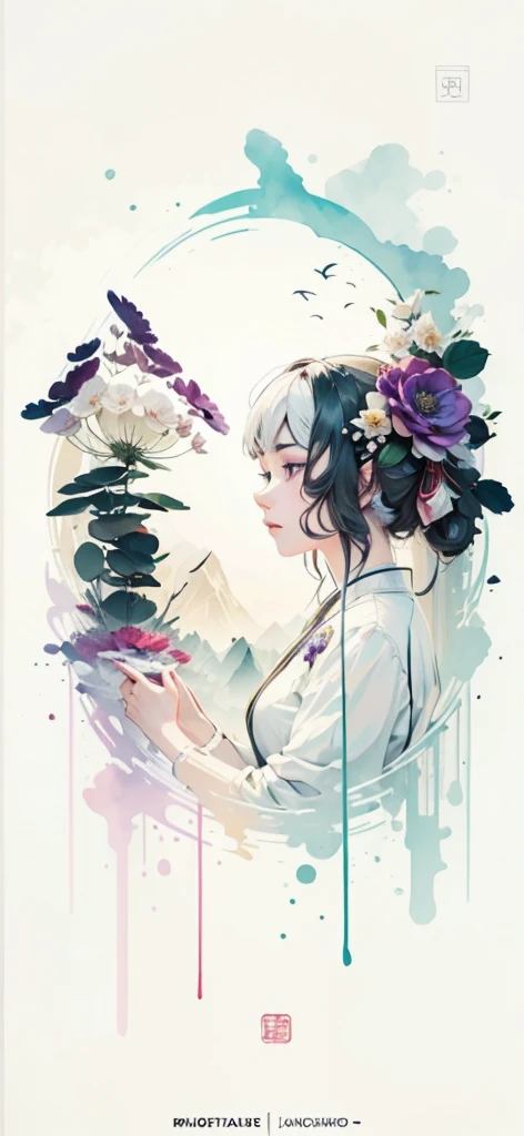 (Art by Numbers,Inks and washes:1.2),Nobody, Mountain々, wood, Rivers,Flowers,Lotus flower,Purple Flower,沢Mountainの花(Oriental elements, Chinese colors, Senior Color Matching), (3D sculpture,Rendering with Octane,Volumetric Light,Natural soft light,), (Very delicate:1.2, Losing focus:1.2, Very colorful, Cinema Lighting, Chiaroscuro,Ray Tracing), masterpiece, Super rich,Very detailed,8k, Zurrison_style_wonderful_wall