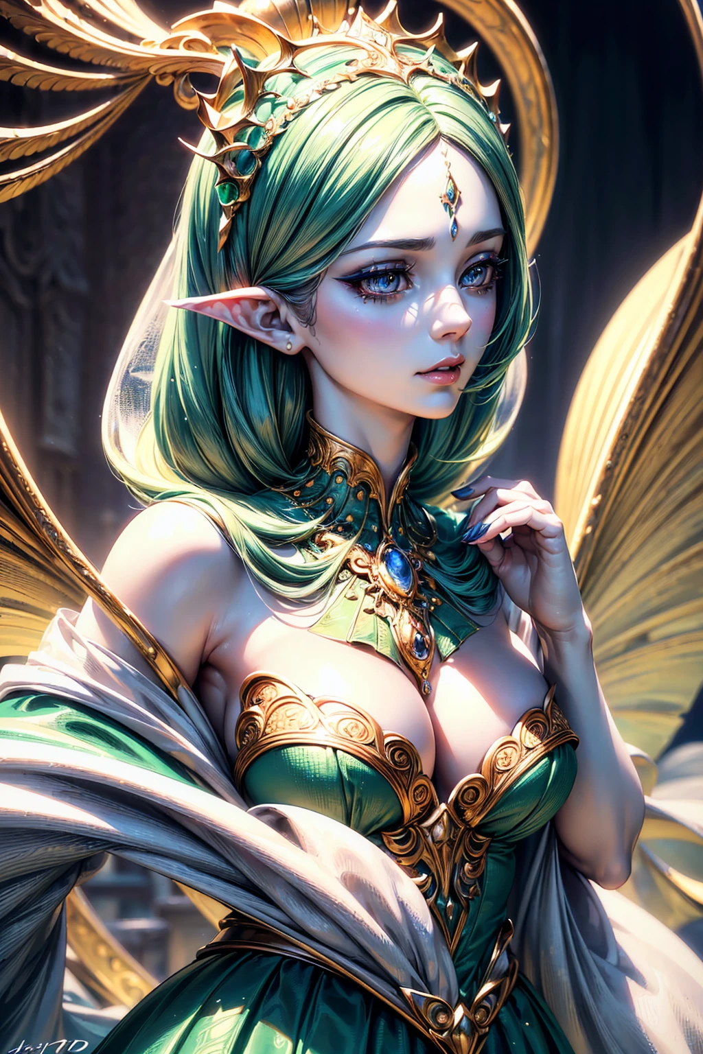 intricate portrait of Gardevoir, hyper realistic, detailed elegant face, beautiful large eyes, delicate lips, long lashes, intricate detailed dress, flowing skirt, graceful pose, , vibrant colors, dramatic lighting, (best quality,4k,8k,highres,masterpiece:1.2),ultra-detailed,(realistic,photorealistic,photo-realistic:1.37),fantasy art, concept art