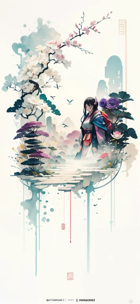(Art by Numbers,Inks and washes:1.2),Nobody, Mountain々, wood, Rivers,Flowers,Lotus flower,Purple Flower,沢Mountainの花(Oriental elements, Chinese colors, Senior Color Matching), (3D sculpture,Rendering with Octane,Volumetric Light,Natural soft light,), (Very delicate:1.2, Losing focus:1.2, Very colorful, Cinema Lighting, Chiaroscuro,Ray Tracing), masterpiece, Super rich,Very detailed,8k, Zurrison_style_wonderful_wall