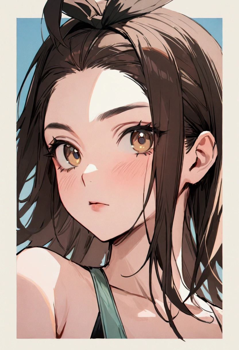 masterpiece,Highest quality,Super quality,Dark hair color,Character portrait,boyish,cool,Idol,Sales in swimwear