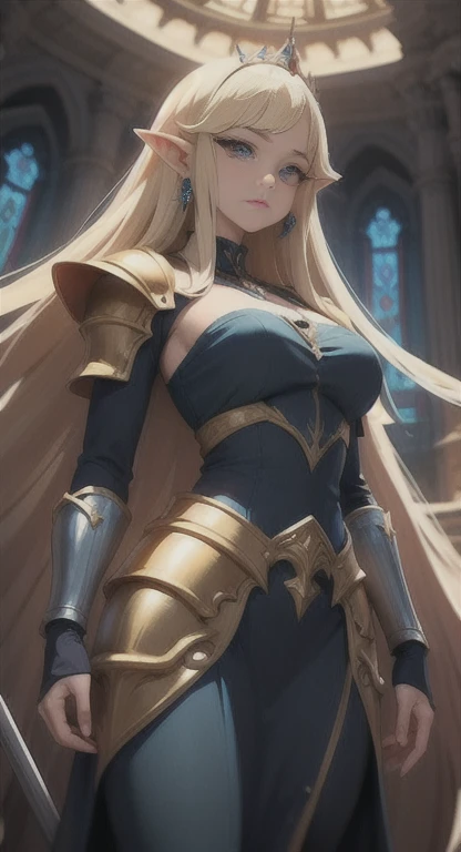 masterpiece, best quality, mythical princess Hylia, holy Knight, armor,