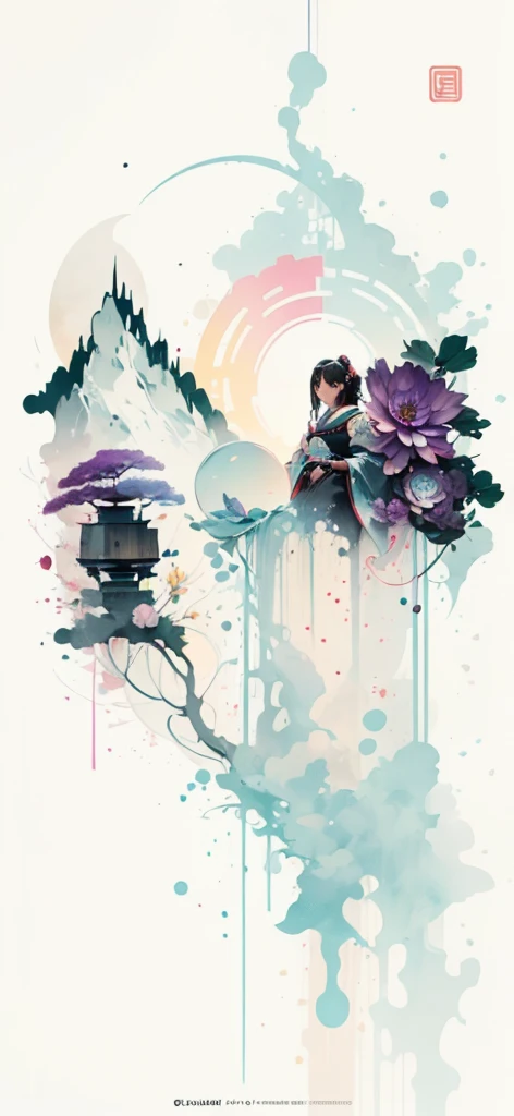 (Art by Numbers,Inks and washes:1.2),Nobody, Mountain々, wood, Rivers,Flowers,Lotus flower,Purple Flower,沢Mountainの花(Oriental elements, Chinese colors, Senior Color Matching), (3D sculpture,Rendering with Octane,Volumetric Light,Natural soft light,), (Very delicate:1.2, Losing focus:1.2, Very colorful, Cinema Lighting, Chiaroscuro,Ray Tracing), masterpiece, Super rich,Very detailed,8k, Zurrison_style_wonderful_wall