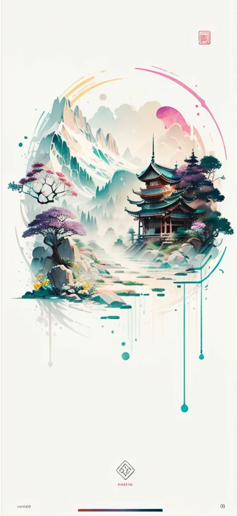 (Art by Numbers,Inks and washes:1.2)，Nobody, Mountain々, wood, Rivers，Flowers，Lotus flower，Purple Flower,沢Mountainの花(Oriental elements, Chinese colors, Senior Color Matching),  (3D sculpture，Rendering with Octane，Volumetric Light，Natural soft light，), (Very delicate:1.2, Losing focus:1.2, Very colorful, Cinema Lighting, Chiaroscuro,Ray Tracing), masterpiece, Super rich,Very detailed,8k, Zurrison_style_wonderful_wall